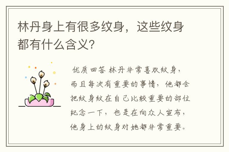 林丹身上有很多纹身，这些纹身都有什么含义？