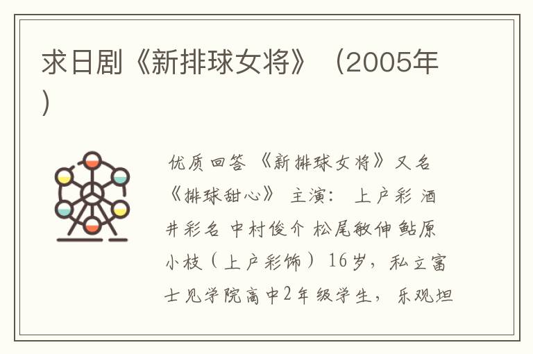 求日剧《新排球女将》（2005年）