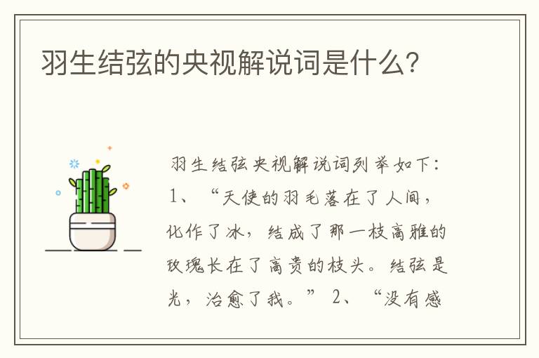 羽生结弦的央视解说词是什么？