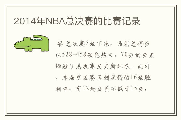 2014年NBA总决赛的比赛记录