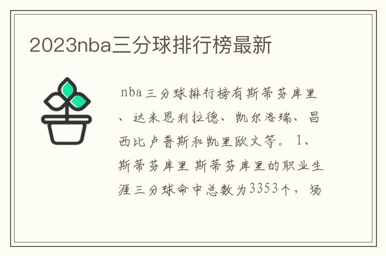 2023nba三分球排行榜最新