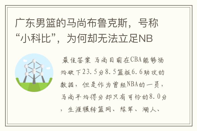 广东男篮的马尚布鲁克斯，号称“小科比”，为何却无法立足NBA？