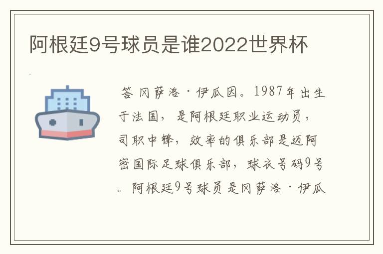 阿根廷9号球员是谁2022世界杯