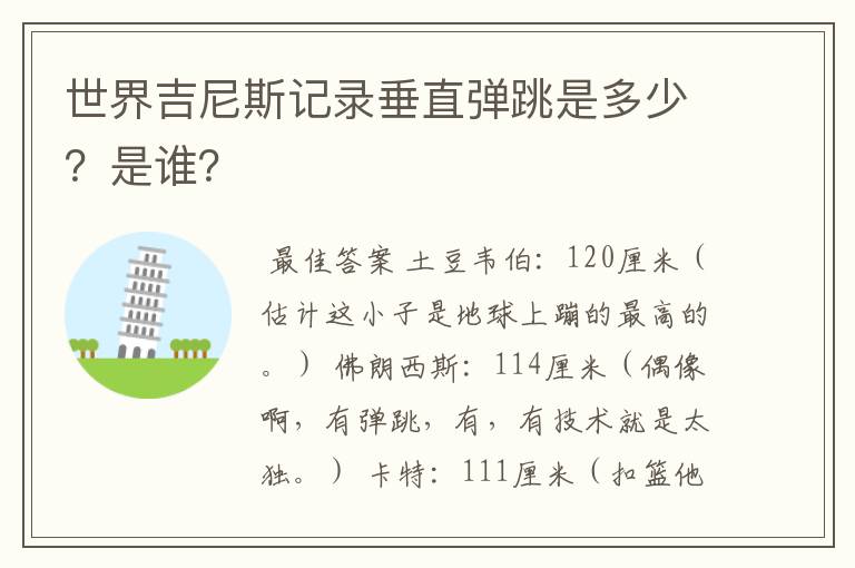 世界吉尼斯记录垂直弹跳是多少？是谁？