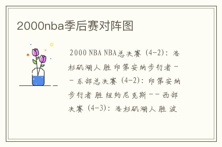 2000nba季后赛对阵图