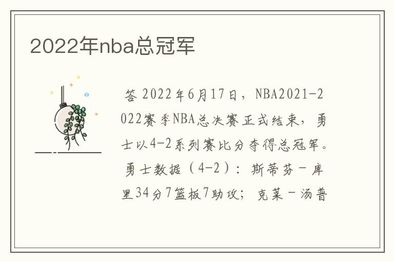 2022年nba总冠军