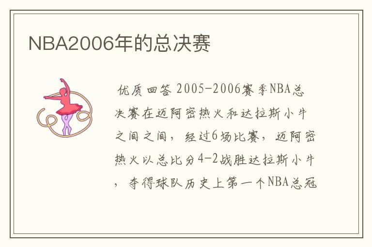 NBA2006年的总决赛