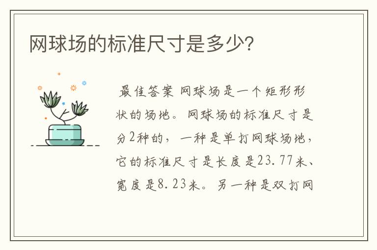 网球场的标准尺寸是多少？