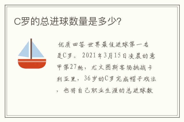 C罗的总进球数量是多少？