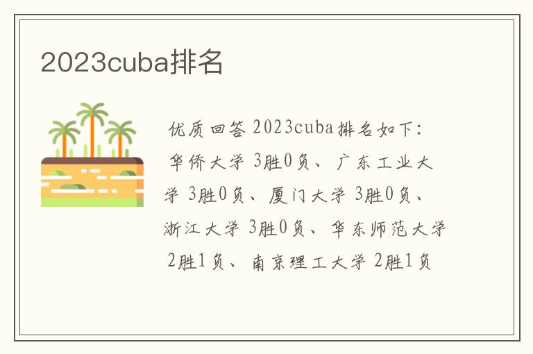 2023cuba排名