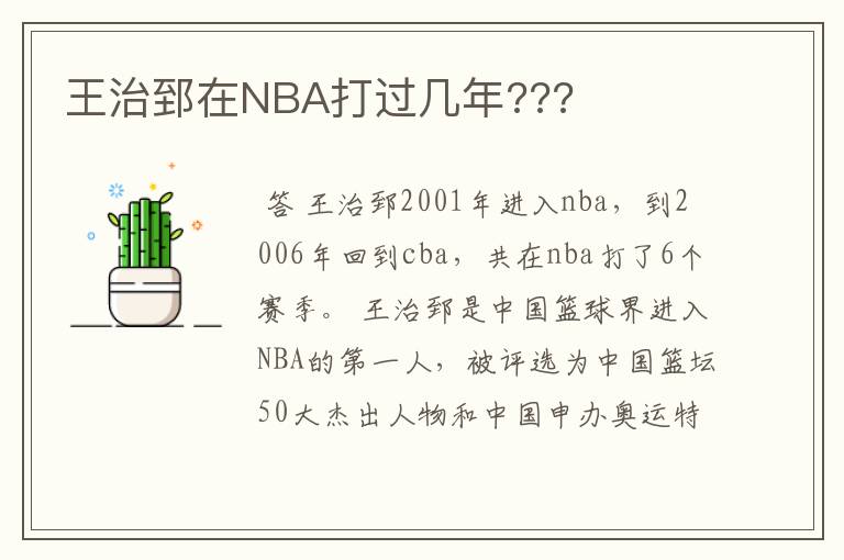 王治郅在NBA打过几年???