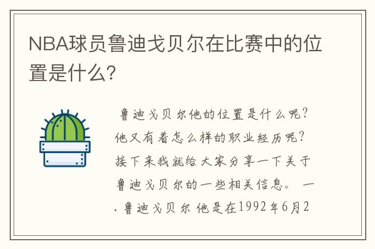 NBA球员鲁迪戈贝尔在比赛中的位置是什么？