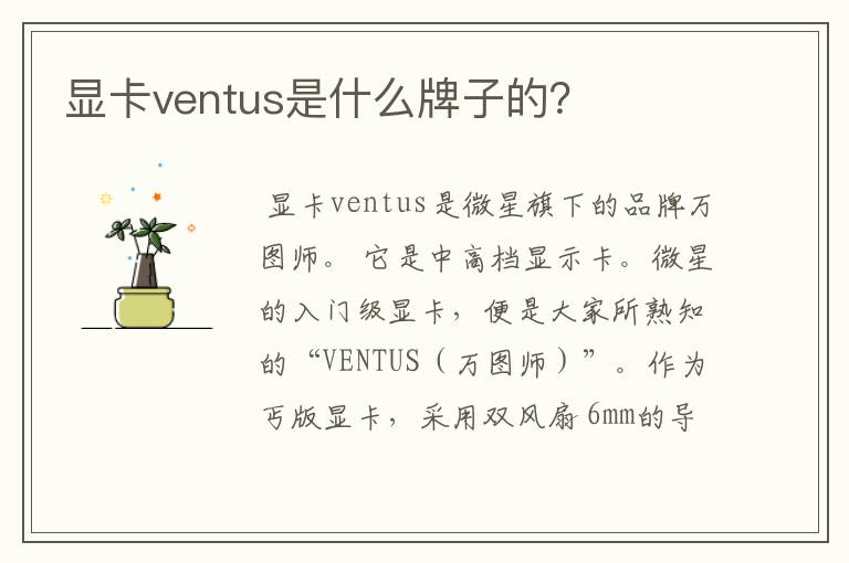 显卡ventus是什么牌子的？