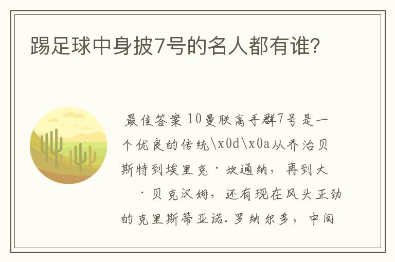 踢足球中身披7号的名人都有谁？