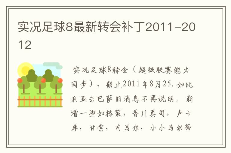 实况足球8最新转会补丁2011-2012