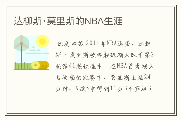 达柳斯·莫里斯的NBA生涯