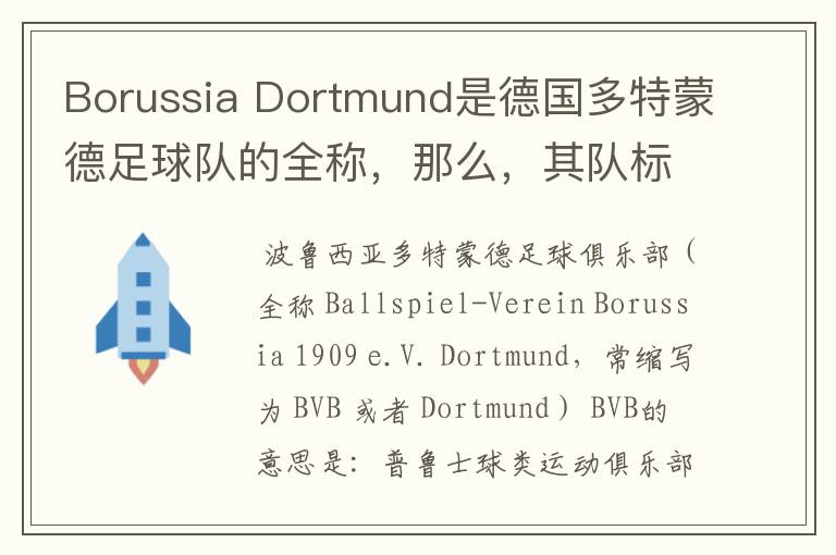 Borussia Dortmund是德国多特蒙德足球队的全称，那么，其队标上的“BVB”又代表什么or其全写是什么？