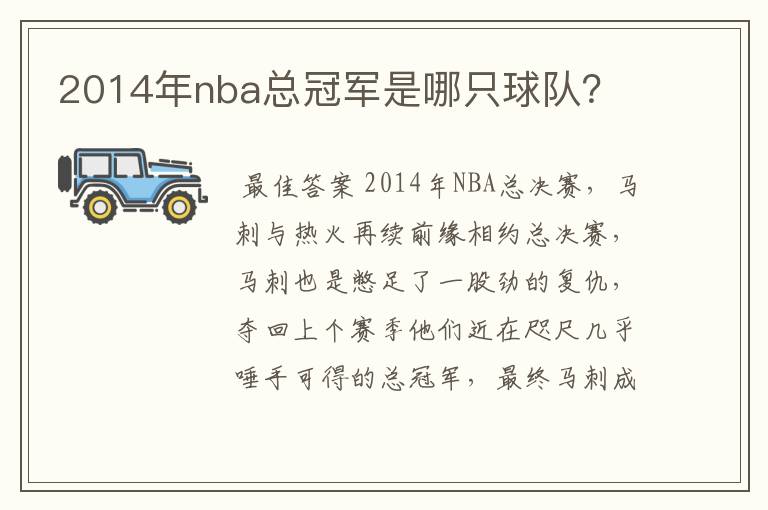 2014年nba总冠军是哪只球队？