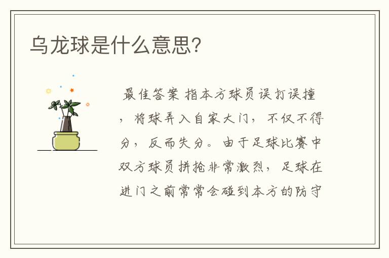 乌龙球是什么意思？