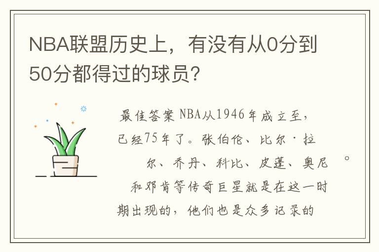 NBA联盟历史上，有没有从0分到50分都得过的球员？