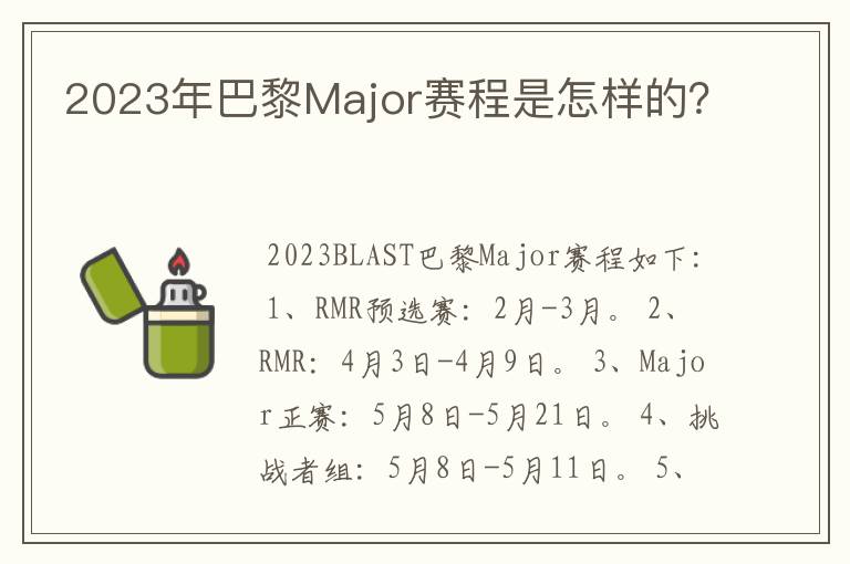 2023年巴黎Major赛程是怎样的？