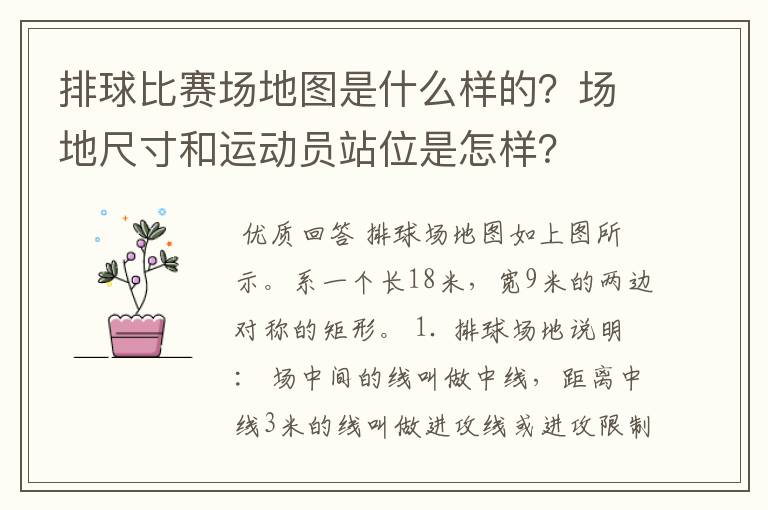 排球比赛场地图是什么样的？场地尺寸和运动员站位是怎样？