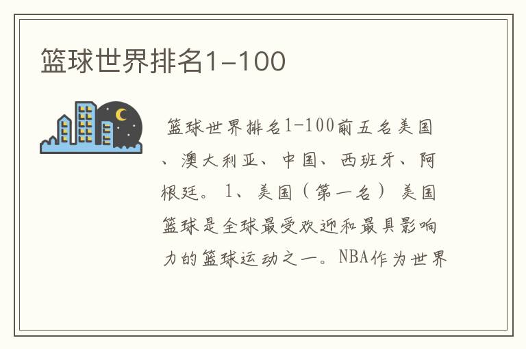 篮球世界排名1-100