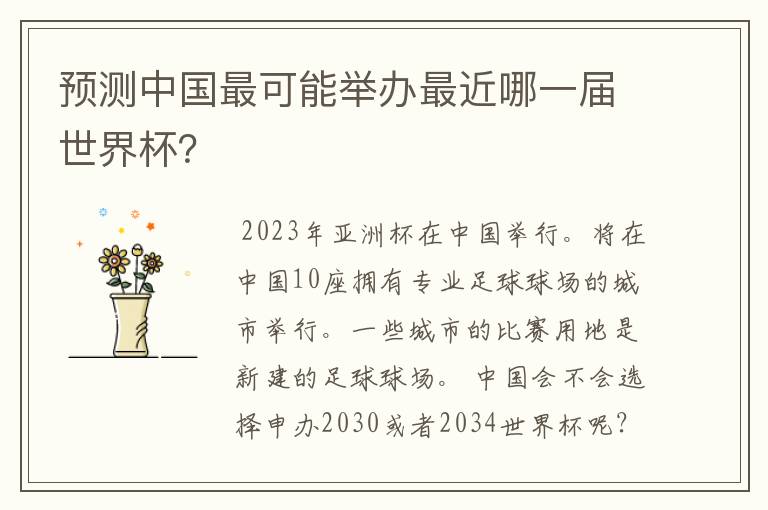 预测中国最可能举办最近哪一届世界杯？