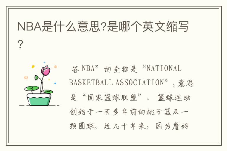 NBA是什么意思?是哪个英文缩写?