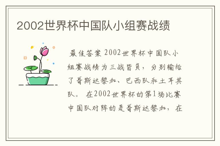 2002世界杯中国队小组赛战绩