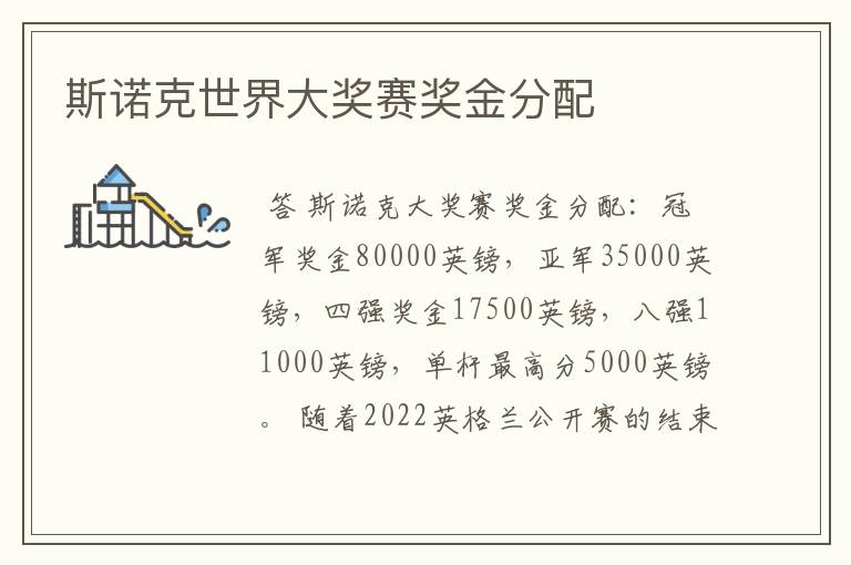 斯诺克世界大奖赛奖金分配