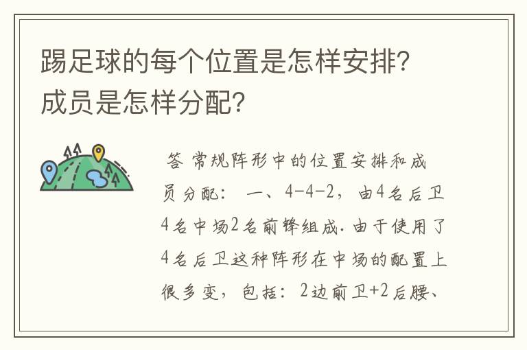 踢足球的每个位置是怎样安排？成员是怎样分配？