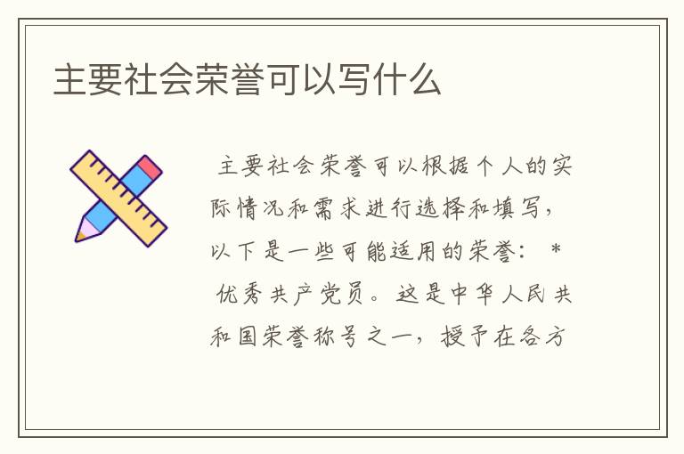 主要社会荣誉可以写什么