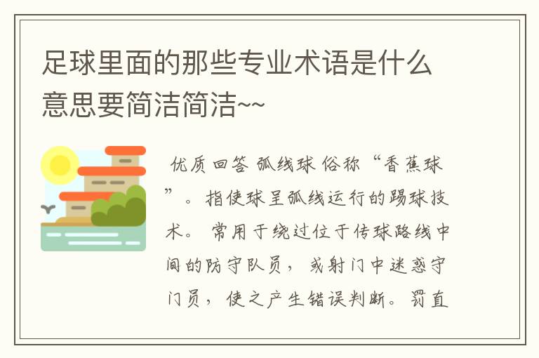 足球里面的那些专业术语是什么意思要简洁简洁~~