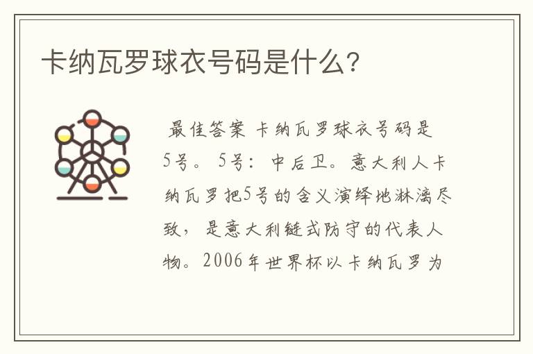 卡纳瓦罗球衣号码是什么?