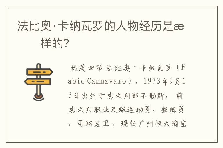 法比奥·卡纳瓦罗的人物经历是怎样的？