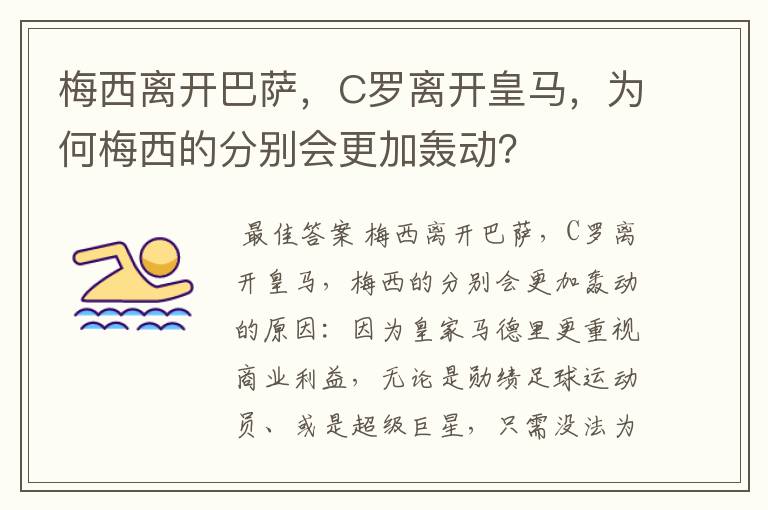 梅西离开巴萨，C罗离开皇马，为何梅西的分别会更加轰动？