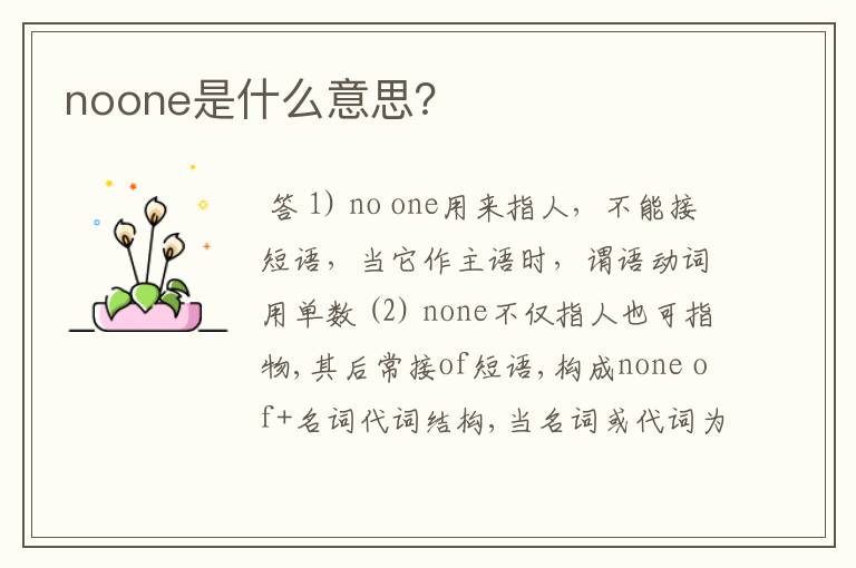 noone是什么意思？