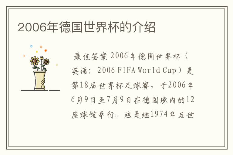 2006年德国世界杯的介绍