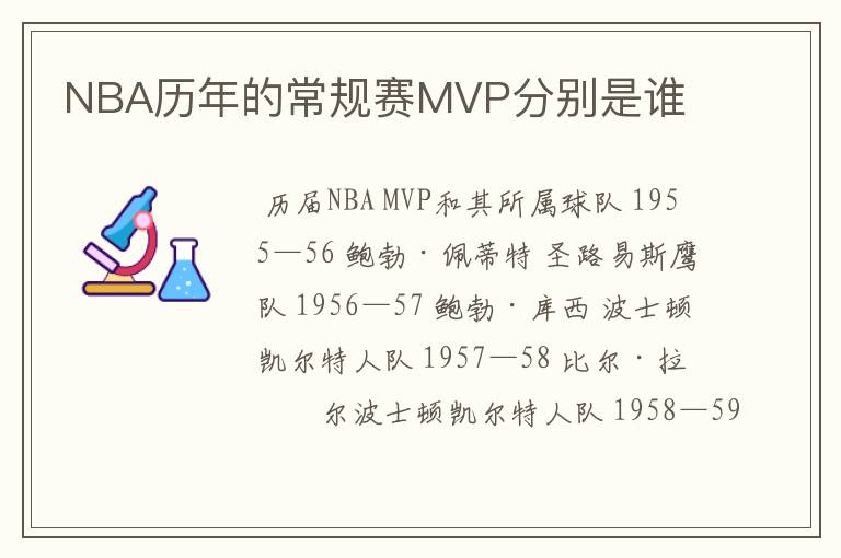 NBA历年的常规赛MVP分别是谁