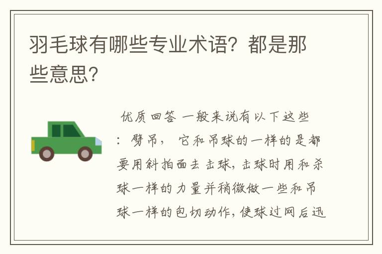 羽毛球有哪些专业术语？都是那些意思？