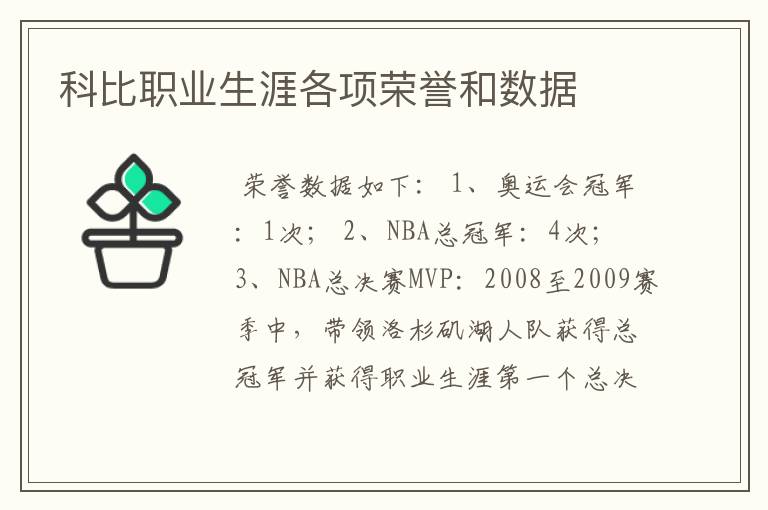 科比职业生涯各项荣誉和数据