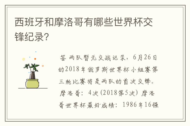 西班牙和摩洛哥有哪些世界杯交锋纪录？