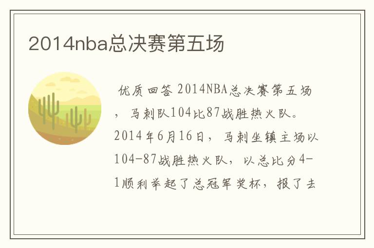 2014nba总决赛第五场