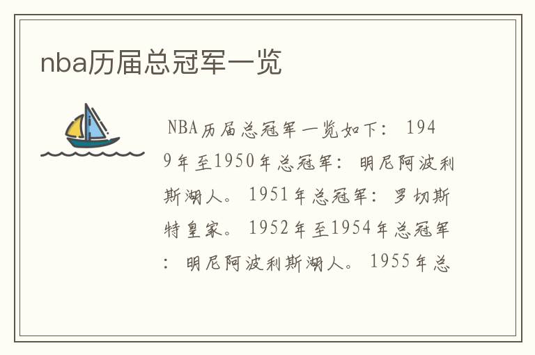 nba历届总冠军一览