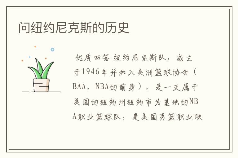 问纽约尼克斯的历史