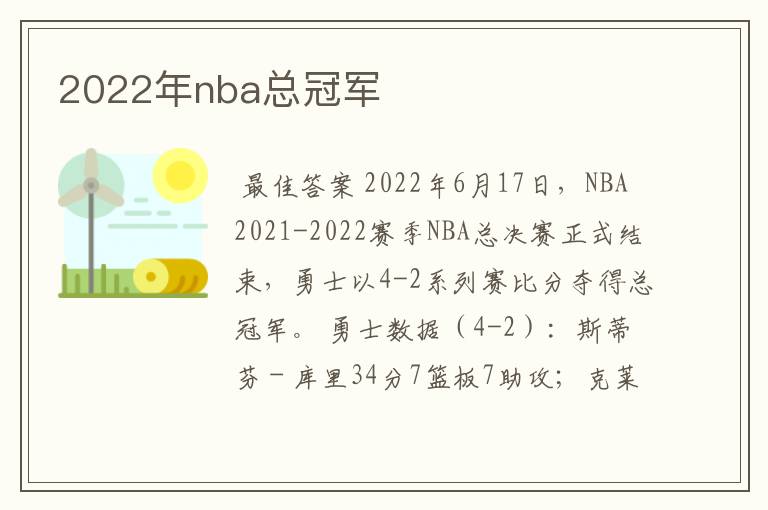 2022年nba总冠军