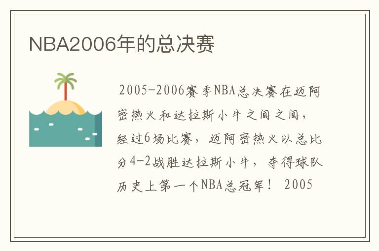 NBA2006年的总决赛