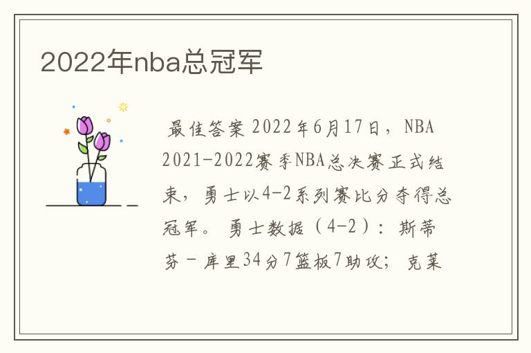 2022年nba总冠军