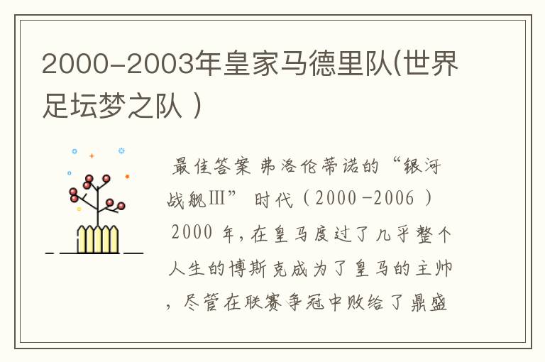 2000-2003年皇家马德里队(世界足坛梦之队 )